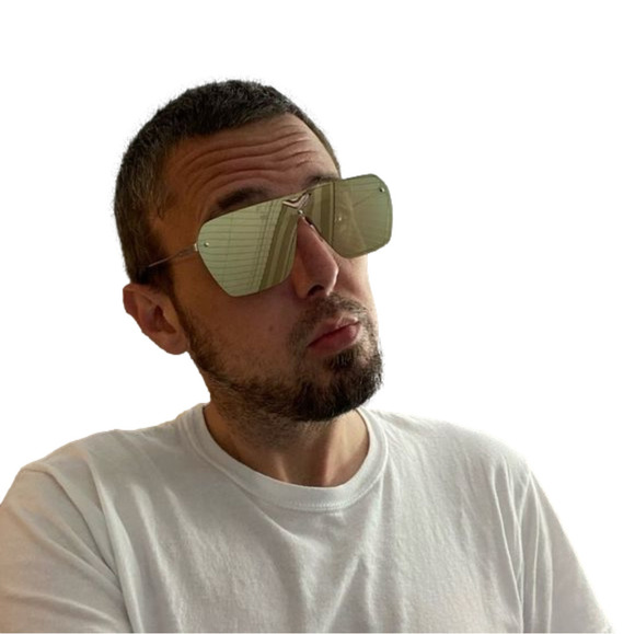 6041 | Gold/Green Rimless Shield Sunglasses - Picture 4 of 6